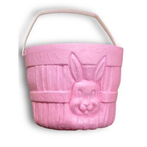 General Foam Blow Mold Bunny Rabbit Easter Basket Bucket Pink Plastic 5 1/2" 80s